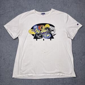 Champion graphic t-shirt white short sleeve cotton size large